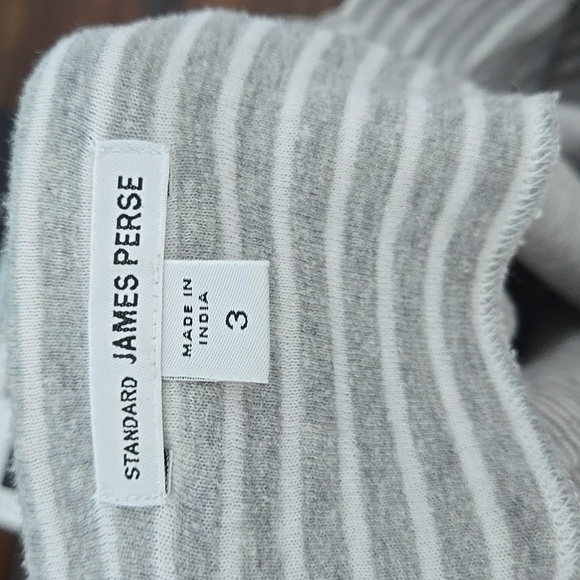 STANDARD JAMES PERSE Striped Boatneck Top Pullover Gray White Sz Large 3 Cotton - Picture 10 of 12